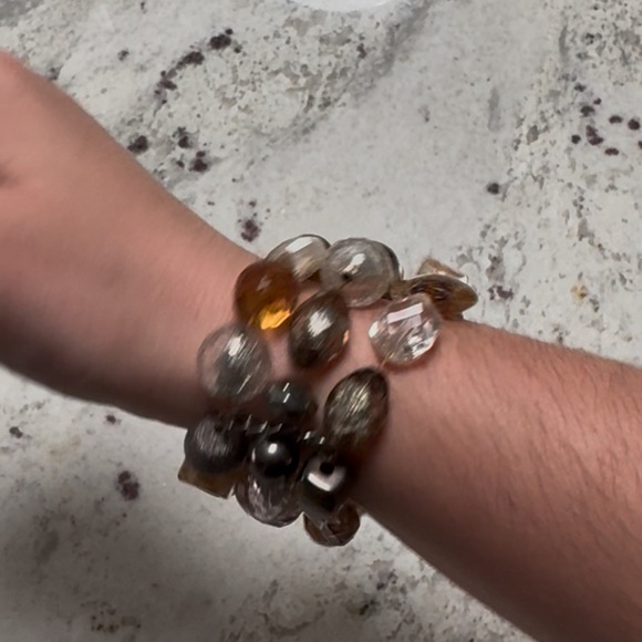 Jewelry - Crystal & Brown Beaded Bracelet Trio